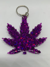 Load image into Gallery viewer, weed transparent purple with purple holographic stars