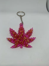 Load image into Gallery viewer, weed transparent pink with gold flakes