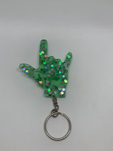 Load image into Gallery viewer, ily transparent green with holographic chunky glitter