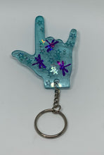 Load image into Gallery viewer, ily transparent blue with silver hologram stars and dragonflies
