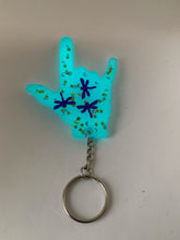 Load image into Gallery viewer, ily blue glow in dark with moon and star and dragonflies glitter