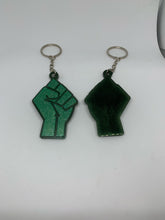 Load image into Gallery viewer, fist green glitter with dark green background
