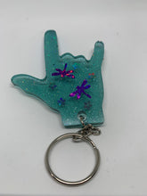 Load image into Gallery viewer, ily transparent dark aqua with purple dragonflies and pink flowers
